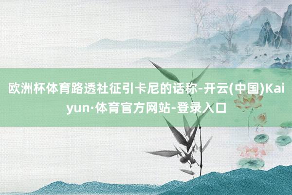 欧洲杯体育路透社征引卡尼的话称-开云(中国)Kaiyun·体育官方网站-登录入口
