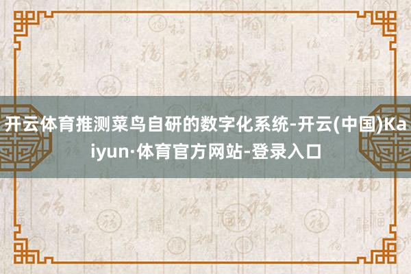开云体育推测菜鸟自研的数字化系统-开云(中国)Kaiyun·体育官方网站-登录入口