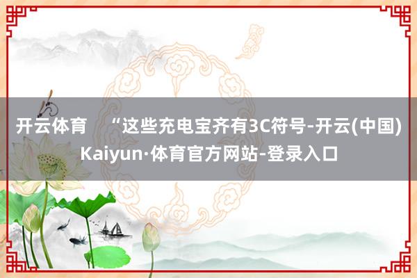 开云体育    “这些充电宝齐有3C符号-开云(中国)Kaiyun·体育官方网站-登录入口