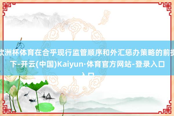 欧洲杯体育在合乎现行监管顺序和外汇惩办策略的前提下-开云(中国)Kaiyun·体育官方网站-登录入口